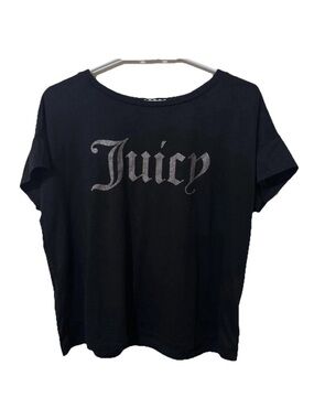 Juicy Couture Sparkle Sleepwear T-Shirt Y2K Glitter Logo Tee Loungewear size M